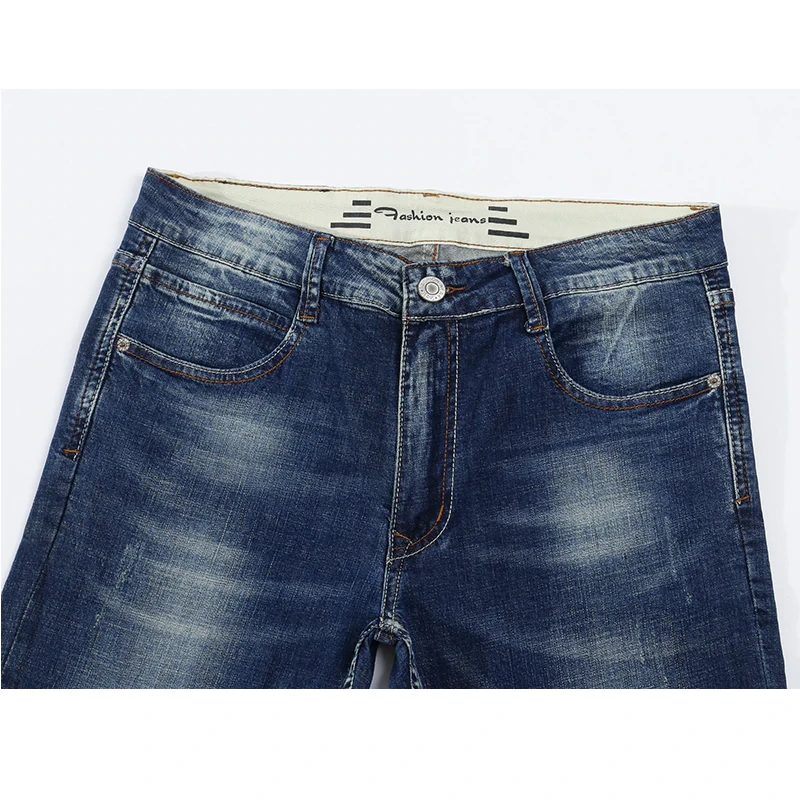 KSTUN Men's Jeans Classic Direct Stretch Dark Blue Business Casual Denim Pants